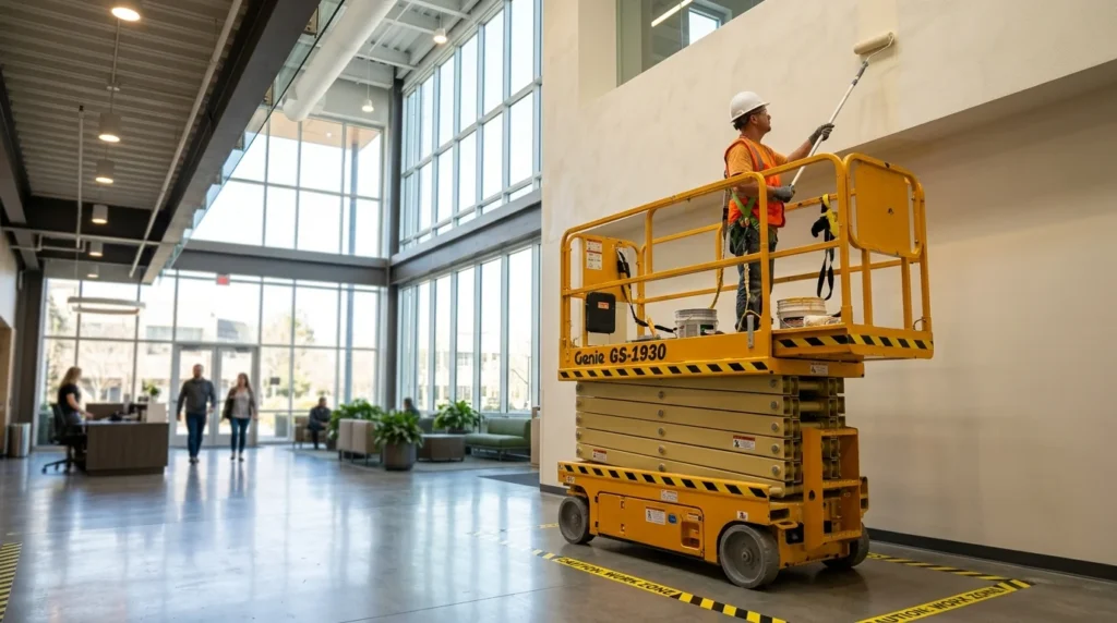 Protected office area during an occupied commercial painting project