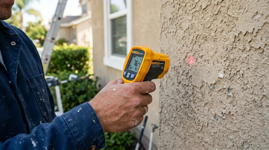 Different exterior surfaces that require weather and moisture checks before painting