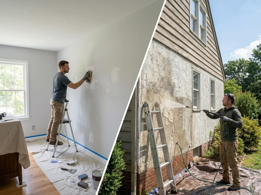 Interior Wall Preparation and Exterior Wall Preparation Follow Different Needs